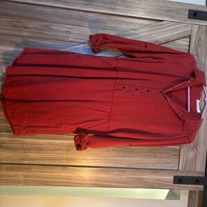 Chic Red Button-Up Dress